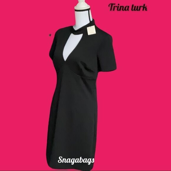 TRINA TURK NWT CAMARI CHOKER COLLAR SHEATH DRESS BLACK SIZE 8 - Picture 3 of 9